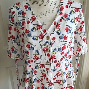 NEW Allie Rose White Floral Blouse